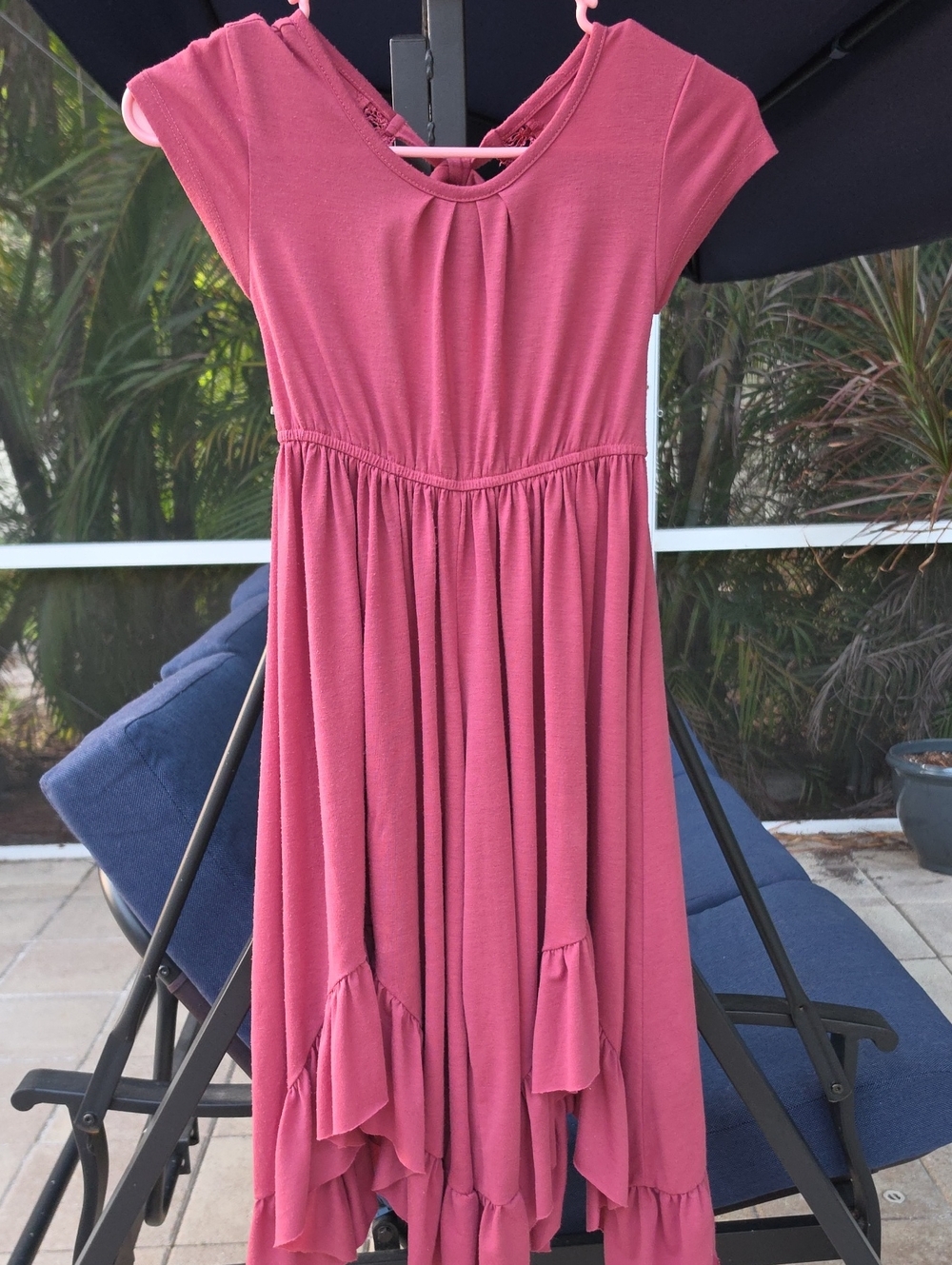 JOYFOLIE Rose Pink Flutter Tier Dress